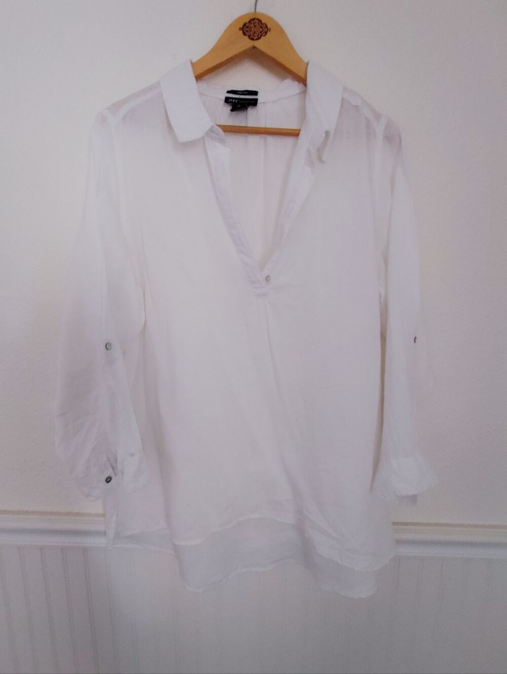 Beautiful White Linen Tunic. Top Plus Size 1X